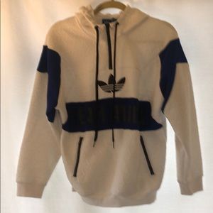 Adidas pullover sweatshirt, bright blue on white